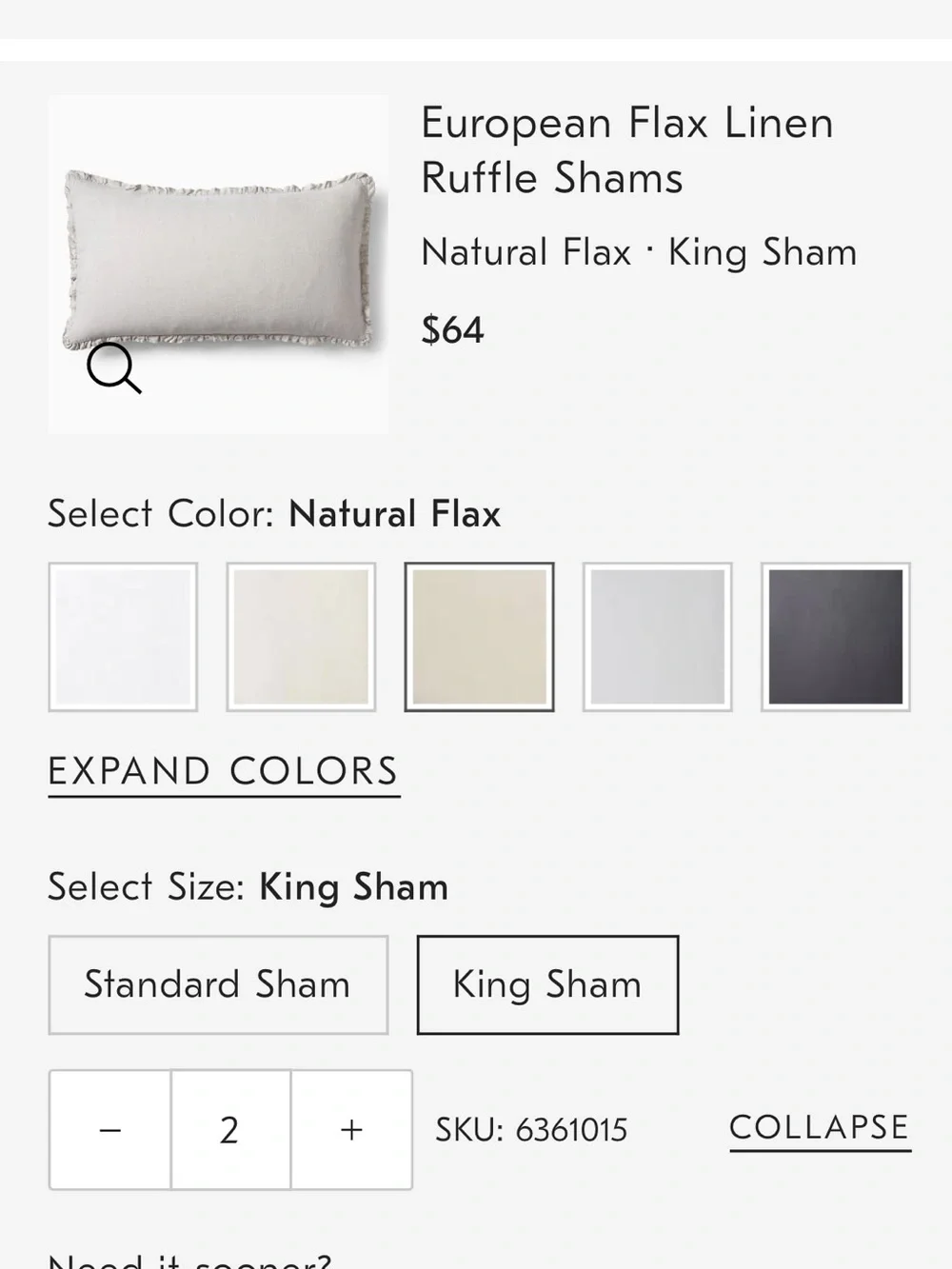 Two West Elm Belgian Flax Linen King Shams - Two count (Natural Flax)